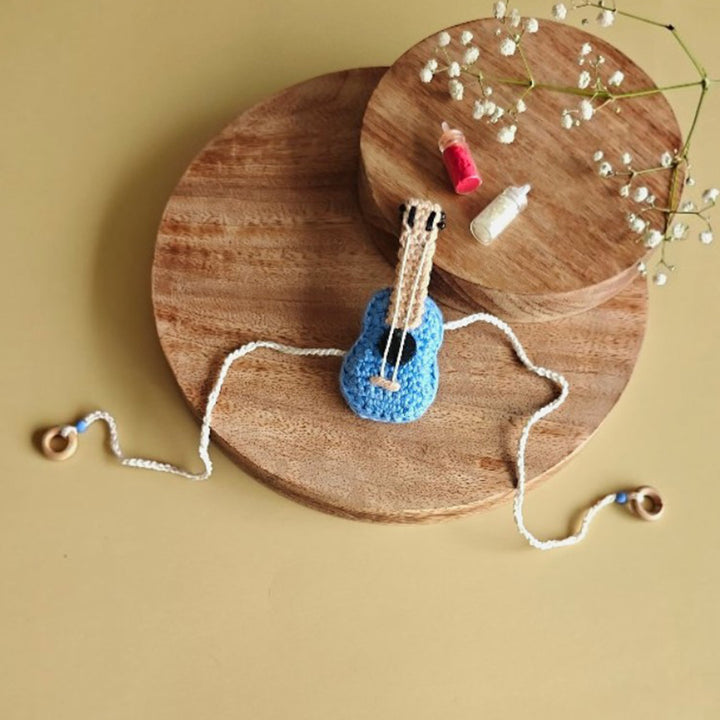 Handmade Crochet Acoustic Guitar Rakhi For Boys With Roli Chawal