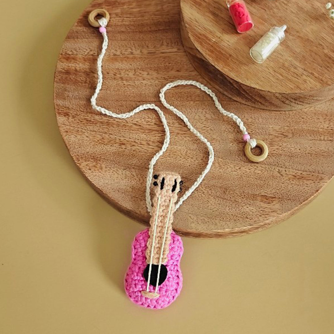 Handmade Crochet Acoustic Guitar Rakhi For Girls With Roli Chawal