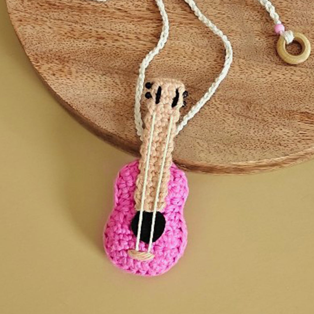 Handmade Crochet Acoustic Guitar Rakhi For Girls With Roli Chawal