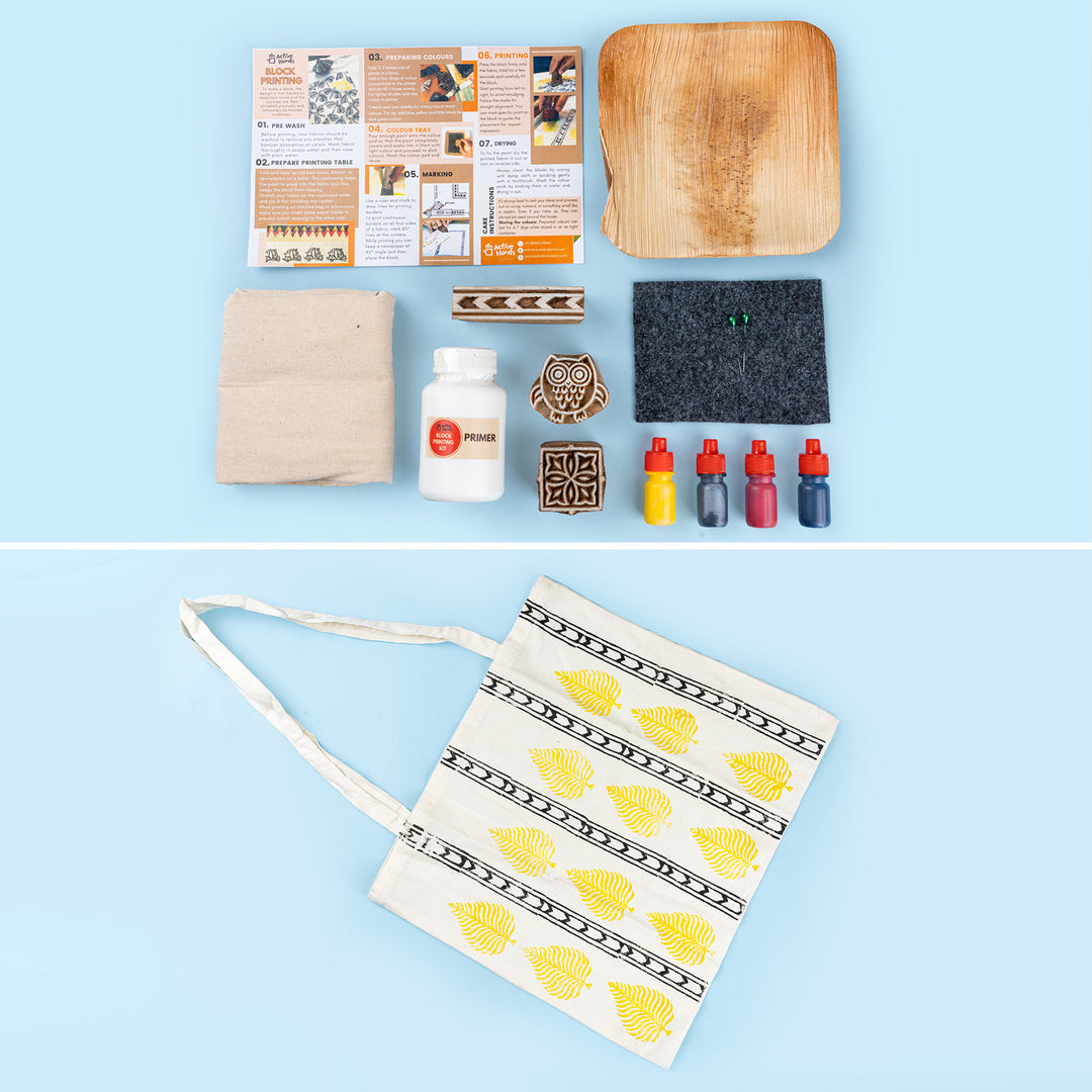 Artsy Block Printing DIY Kit with Tote Bag