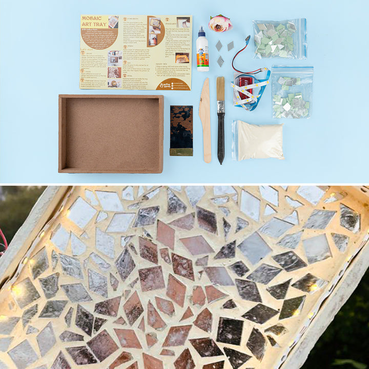 Mosaic Mirror Tray DIY Kit with LED Light Strip