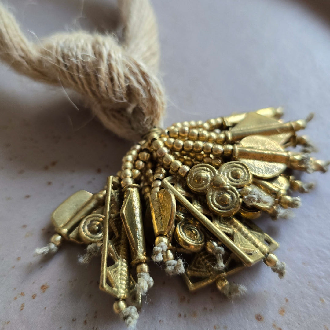 Handmade Adrika Jute And Brass Long Necklace