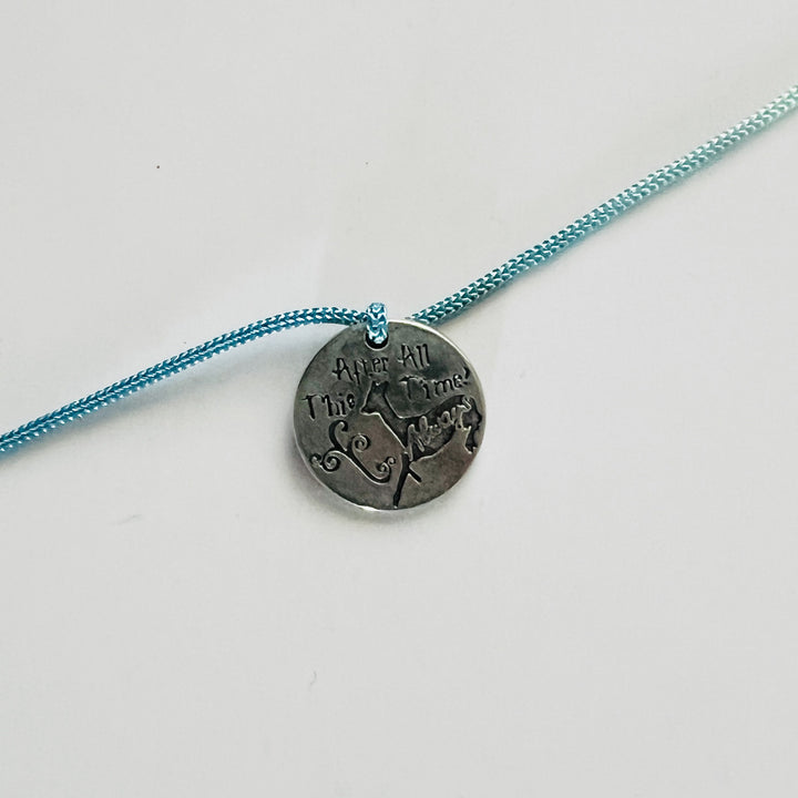 Engraved "After All This Time Always" Quote Metal Charm Rakhi With Roli Chawal for Brother