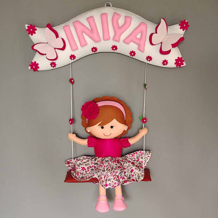 Hand-stitched Felt Kids Swing Name Plate for Girls