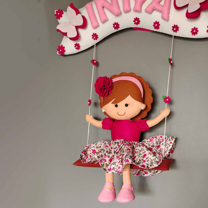 Hand-stitched Felt Kids Swing Name Plate for Girls