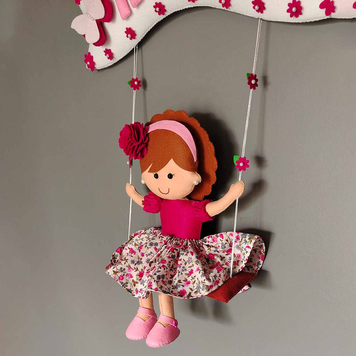 Hand-stitched Felt Kids Swing Name Plate for Girls