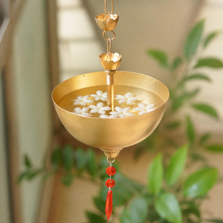 Handmade Hanging Gold Bowl Urli | Set of 2