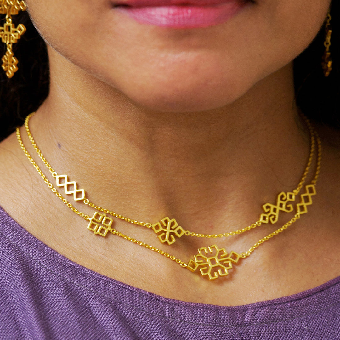Handmade Amara 22k Gold Plated Silver Necklace