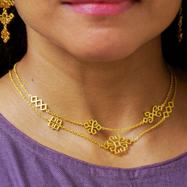 Handmade Amara 22k Gold Plated Silver Necklace