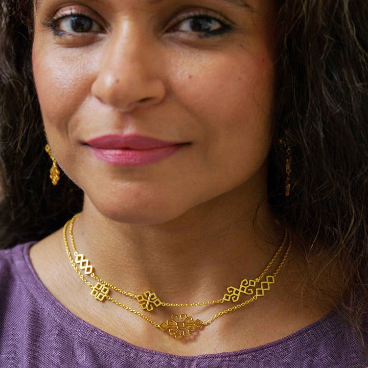 Handmade Amara 22k Gold Plated Silver Necklace