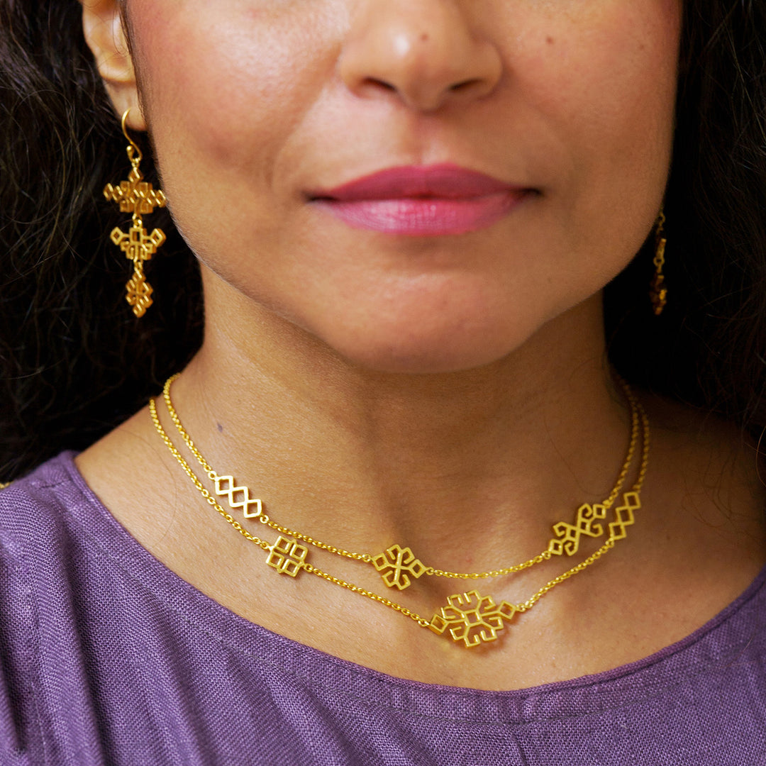 Handmade Amara 22k Gold Plated Silver Necklace