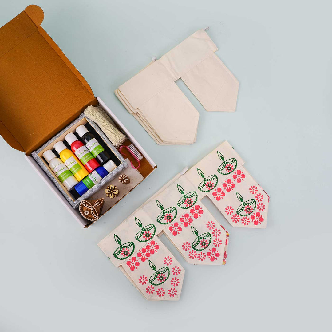 Toran Block Printing DIY Kit I Door Bunting for Festive Season - Zwende