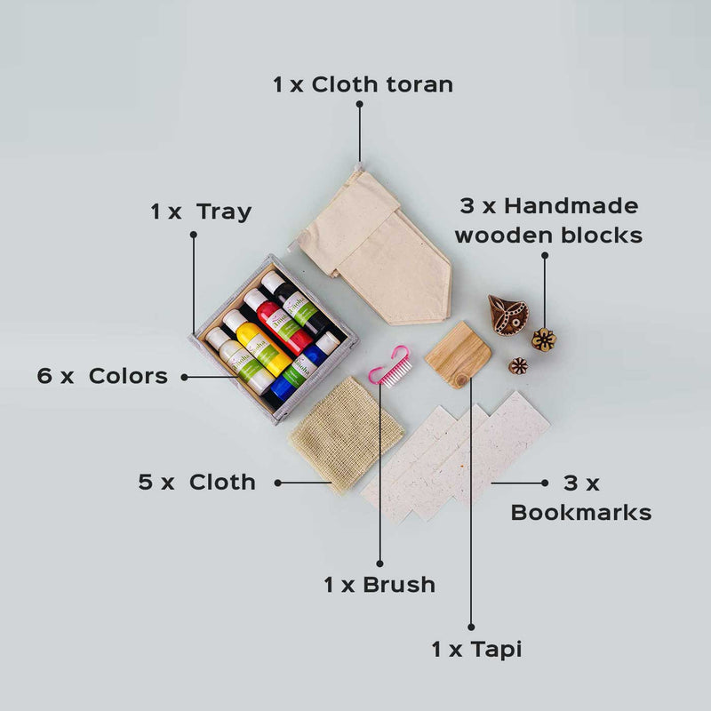 Toran Block Printing DIY Kit I Door Bunting for Festive Season