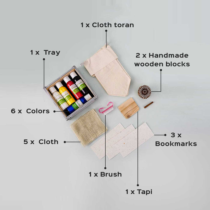 Toran Block Printing DIY Kit I Door Bunting for Festive Season