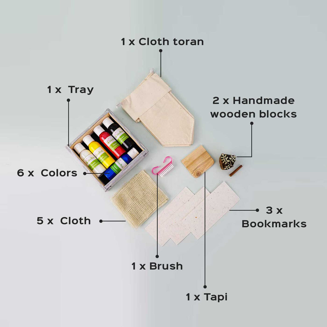 Toran Block Printing DIY Kit I Door Bunting for Festive Season - Zwende