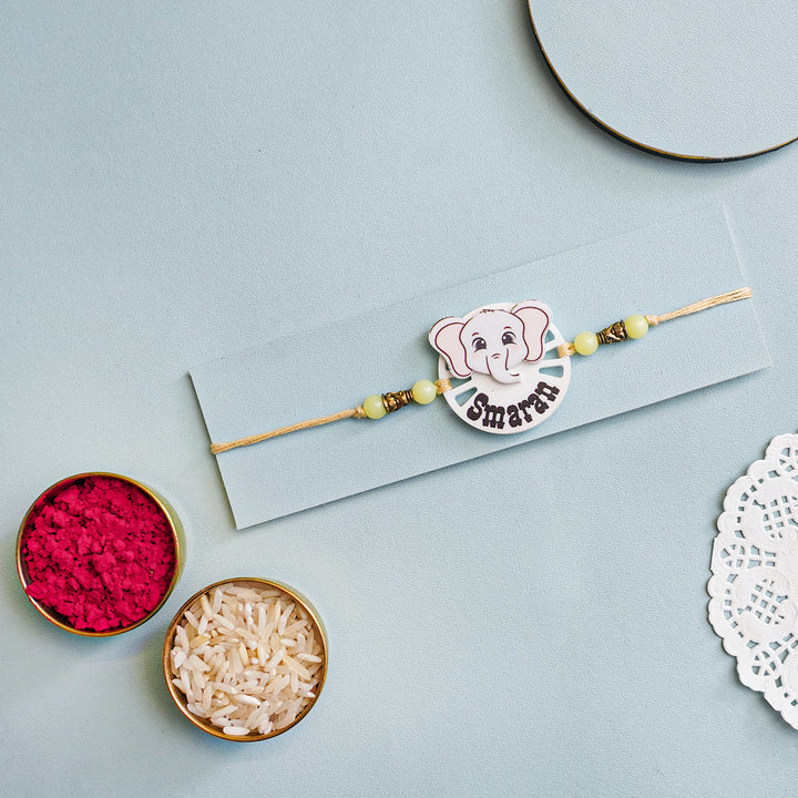 Personalized Handmade Animal Kids Acrylic Rakhi With Roli Chawal