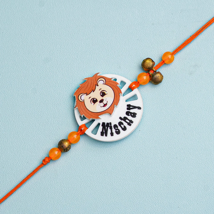 Personalized Handmade Animal Kids Acrylic Rakhi With Roli Chawal