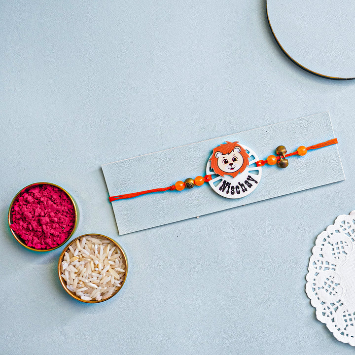Personalized Handmade Animal Kids Acrylic Rakhi With Roli Chawal