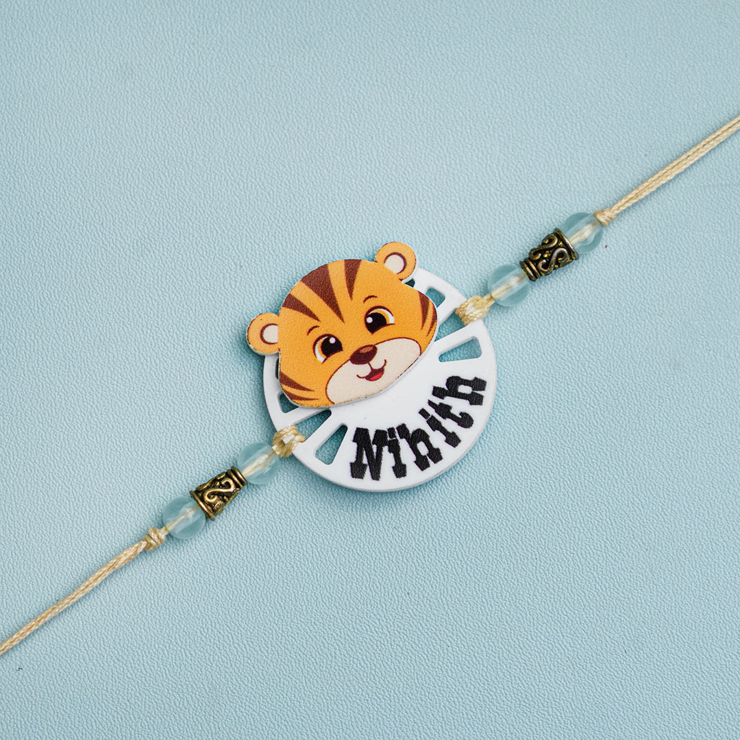 Personalized Handmade Animal Kids Acrylic Rakhi With Roli Chawal