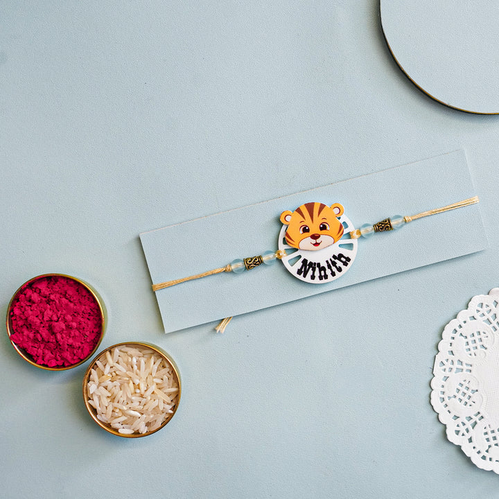 Personalized Handmade Animal Kids Acrylic Rakhi With Roli Chawal