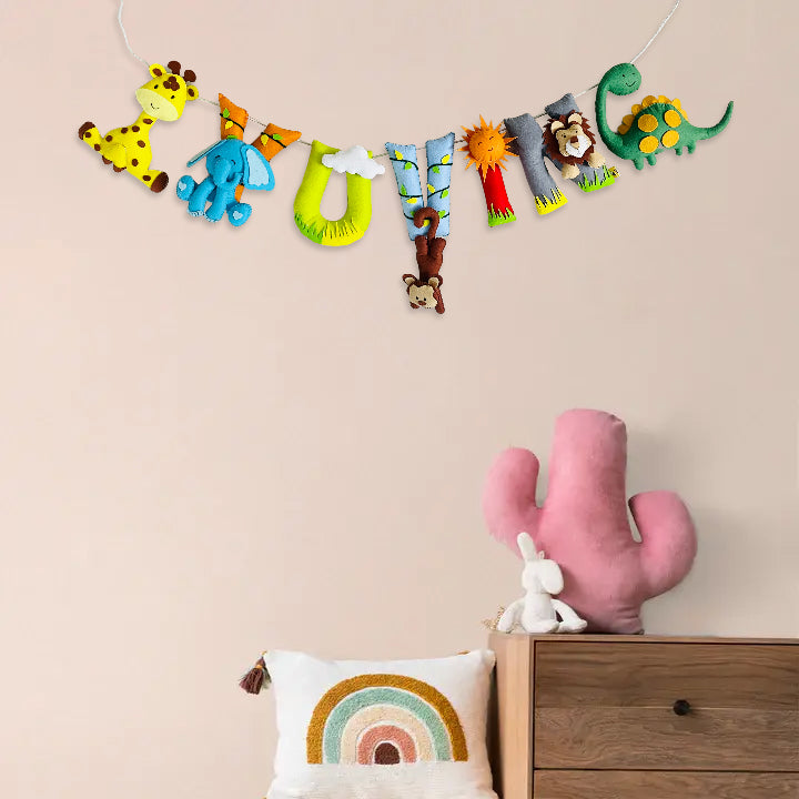 Handcrafted Personalized Animal Safari Themed Bunting For Kids