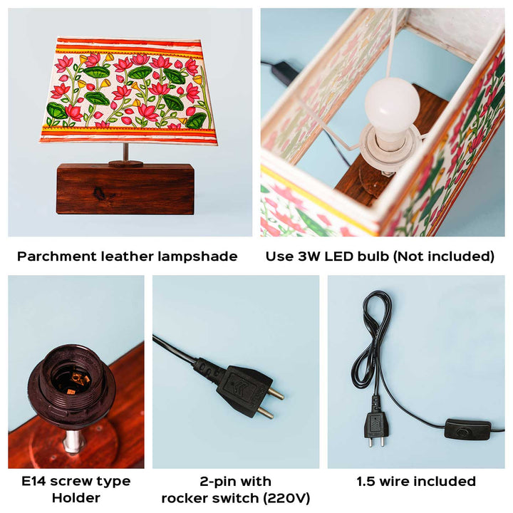Hand Painted Parchment Leather Tholu Bommalata Lamp