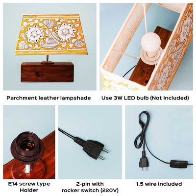 Hand Painted Parchment Leather Tholu Bommalata Lamp