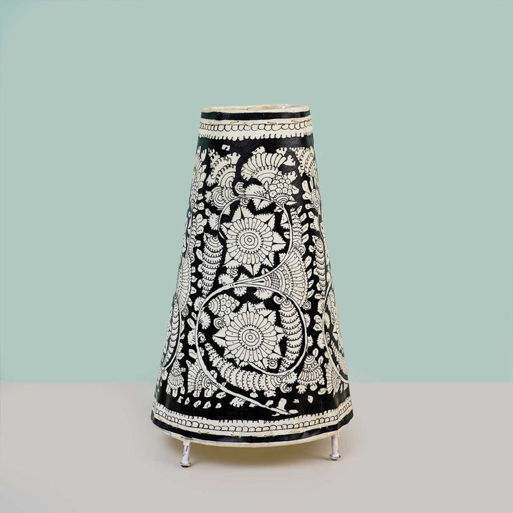 Medium Hand Painted Tholu Bommalata Tabletop Lamp | 13 inches