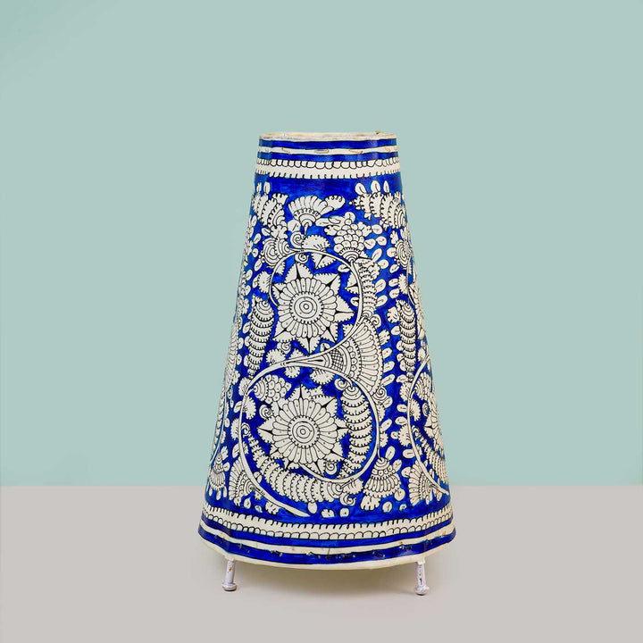 Medium Hand Painted Tholu Bommalata Tabletop Lamp | 13 inches