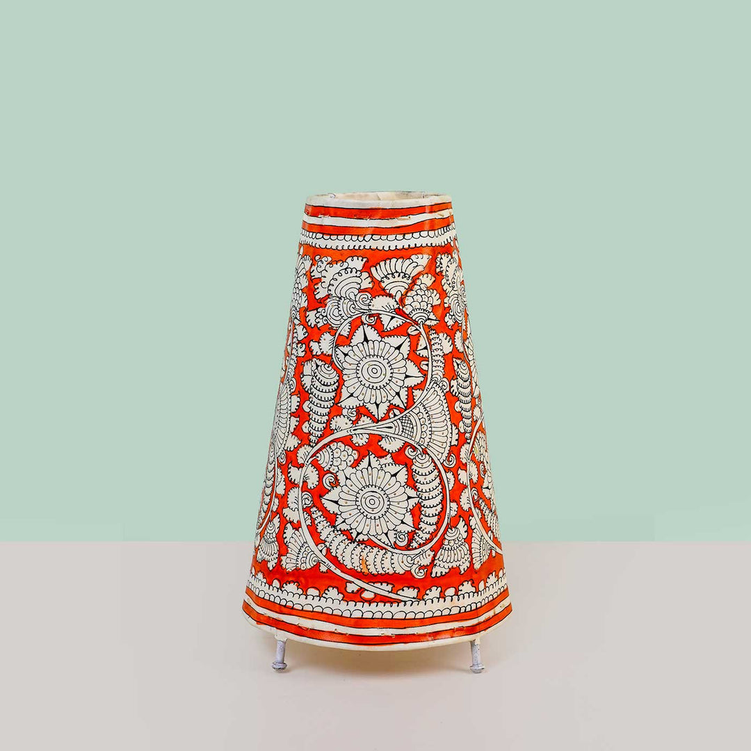 Medium Hand Painted Tholu Bommalata Tabletop Lamp | 13 inches