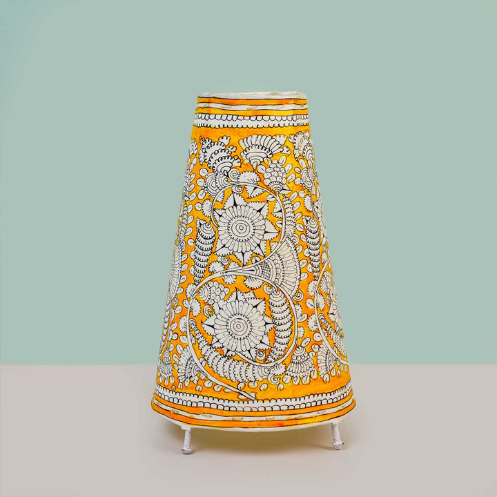 Medium Hand Painted Tholu Bommalata Tabletop Lamp | 13 inches