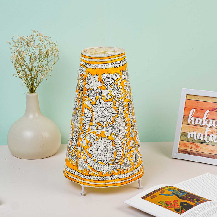 Medium Hand Painted Tholu Bommalata Tabletop Lamp | 13 inches