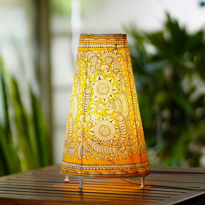 Medium Hand Painted Tholu Bommalata Tabletop Lamp | 13 inches