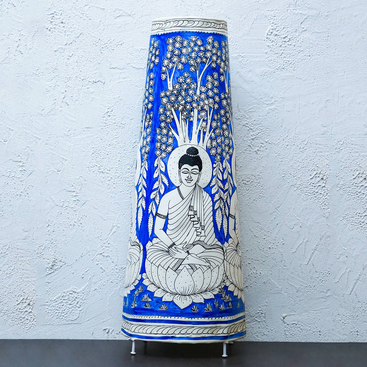 Buddha Hand Painted Tholu Bommalata Tall Floor Lamp | 27 inches