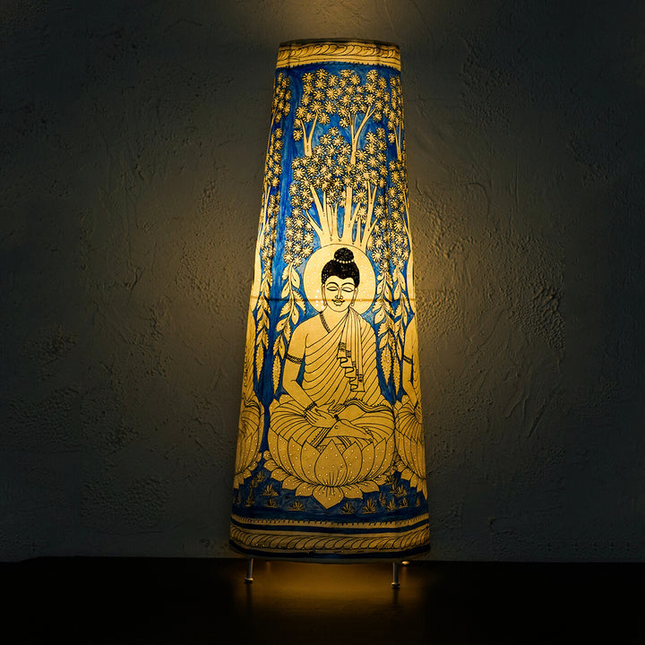 Buddha Hand Painted Tholu Bommalata Tall Floor Lamp | 27 inches