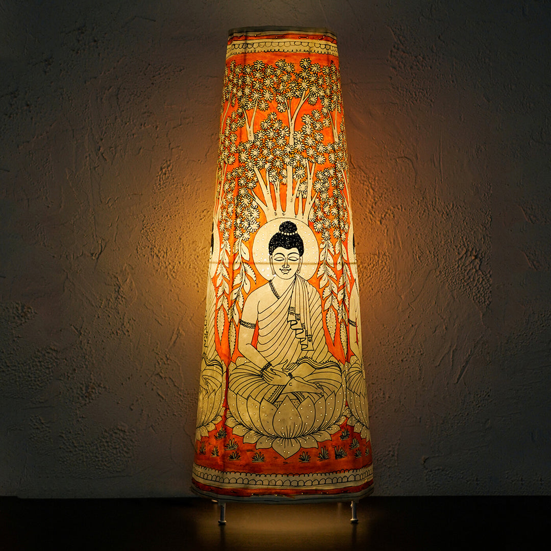 Buddha Hand Painted Tholu Bommalata Tall Floor Lamp | 27 inches