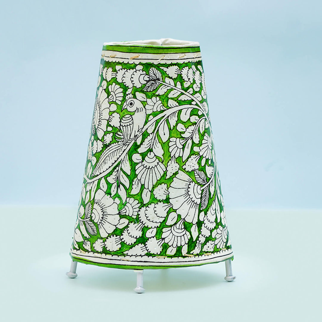 Vibrant Peacock Hand Painted Tholu Bommalata Small Tabletop Lamp | 9 inches - Zwende