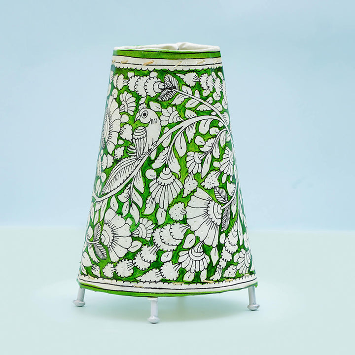 Vibrant Peacock Hand Painted Tholu Bommalata Small Tabletop Lamp | 9 inches - Zwende