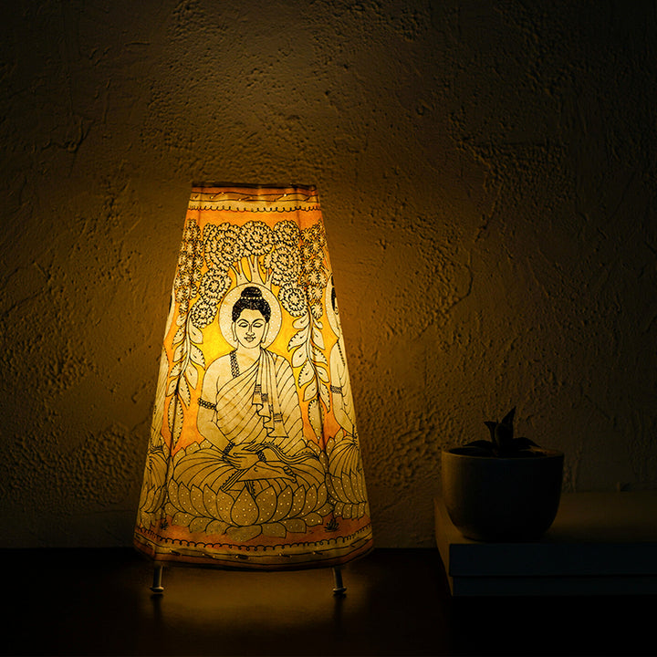 Buddha Hand Painted Tholu Bommalata Medium Tabletop Lamp | 13 inches