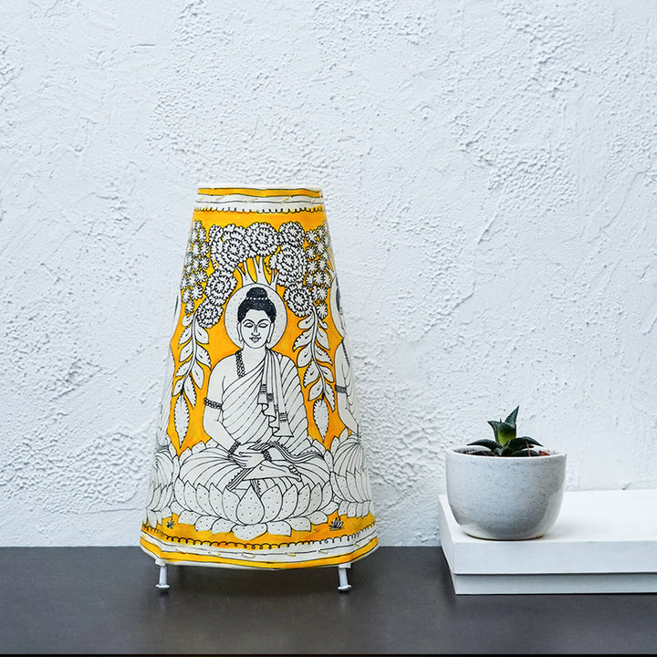 Buddha Hand Painted Tholu Bommalata Medium Tabletop Lamp | 13 inches