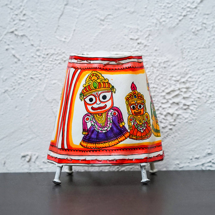 Hand Painted Tholu Bommalata Small Tabletop Lamp | 6 inches