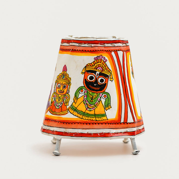 Hand Painted Tholu Bommalata Small Tabletop Lamp | 6 inches