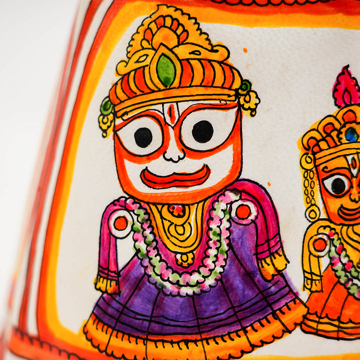 Hand Painted Tholu Bommalata Small Tabletop Lamp | 6 inches