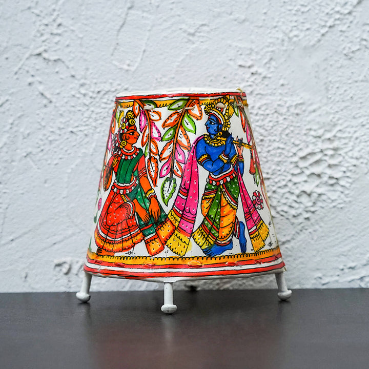 Hand Painted Tholu Bommalata Small Tabletop Lamp | 6 inches
