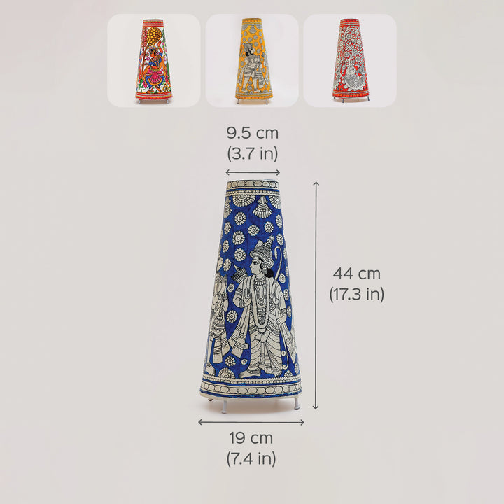 Ramayana Medium Hand Painted Tholu Bommalata Tabletop Lamp | 17 inches