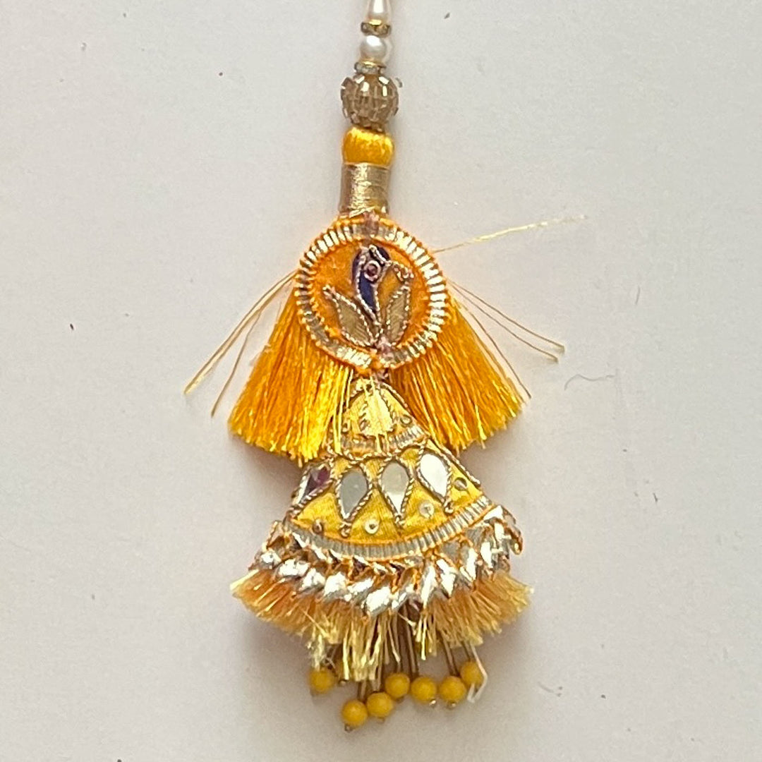 Handcrafted Gota Patti "Anmol" Couple Rakhi & Lumba Set With Roli Chawal for Bhaiya Bhabhi