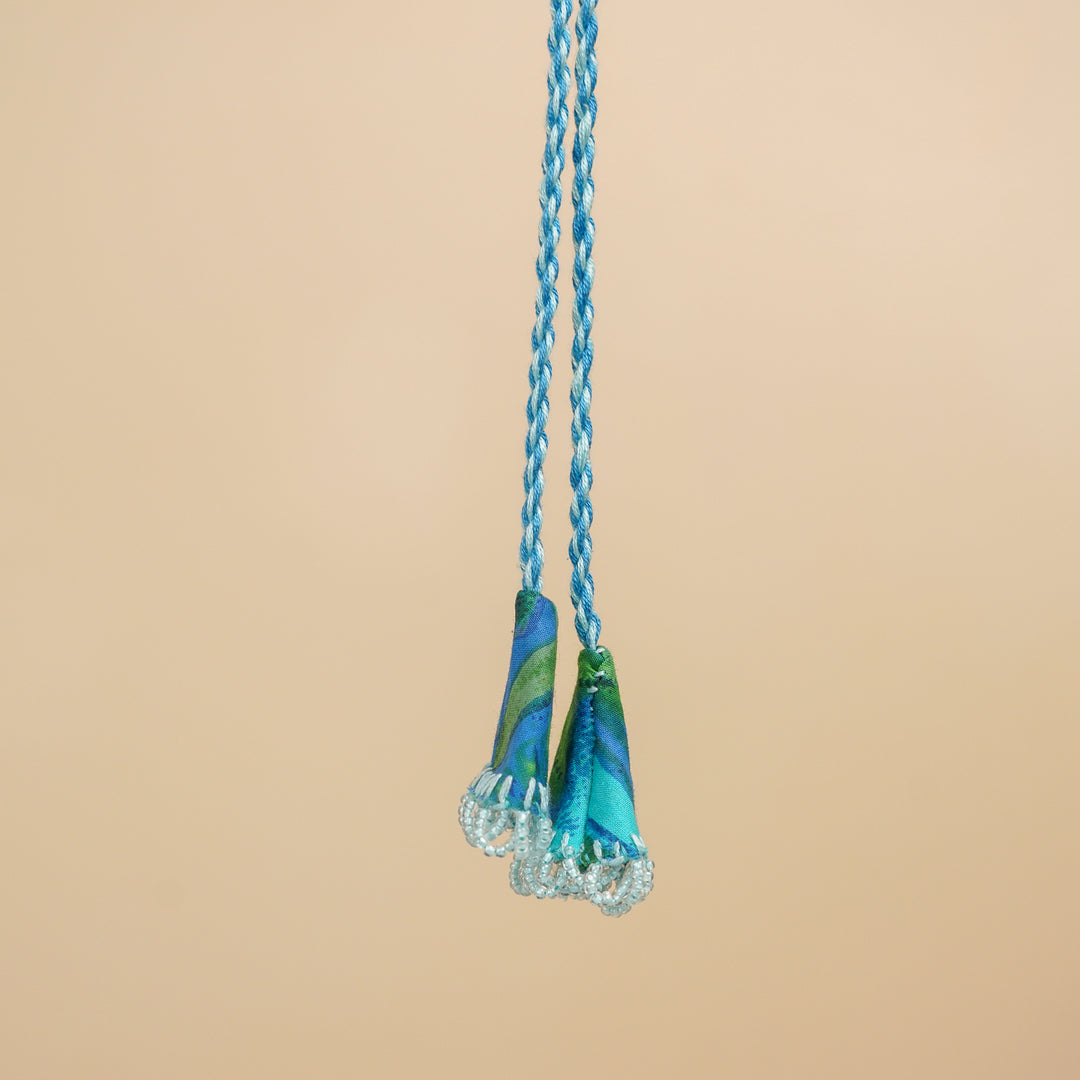 Handmade Reusable Blue Mirror And Jhumki Rakhi For Bhabhi - Hanging Display View