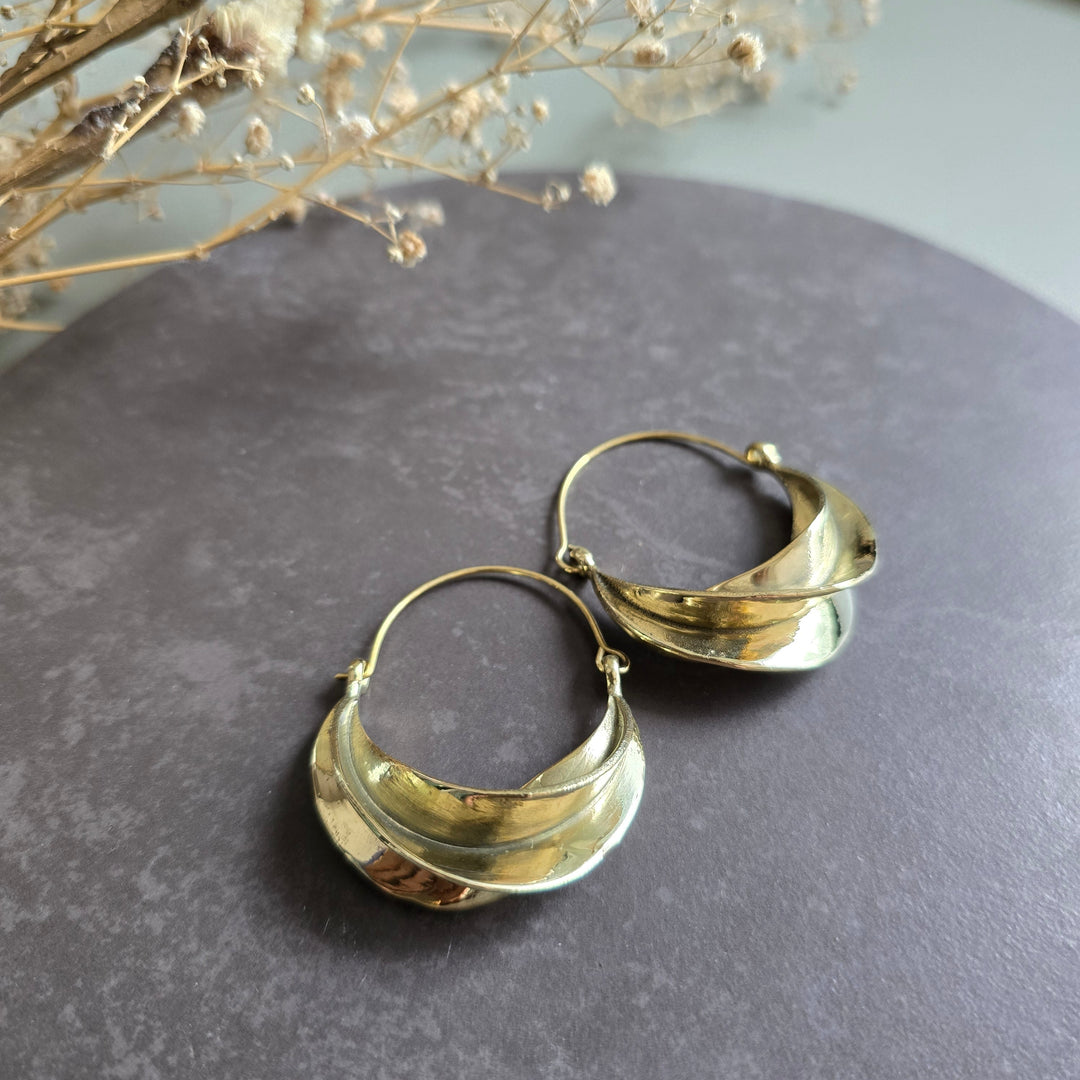 Handmade Antique Aura Brass Earrings | Set Of 3