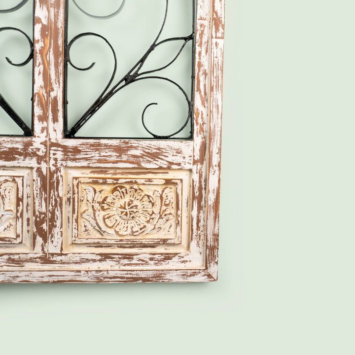 Decorative Pine Wood & Iron Wall Frame