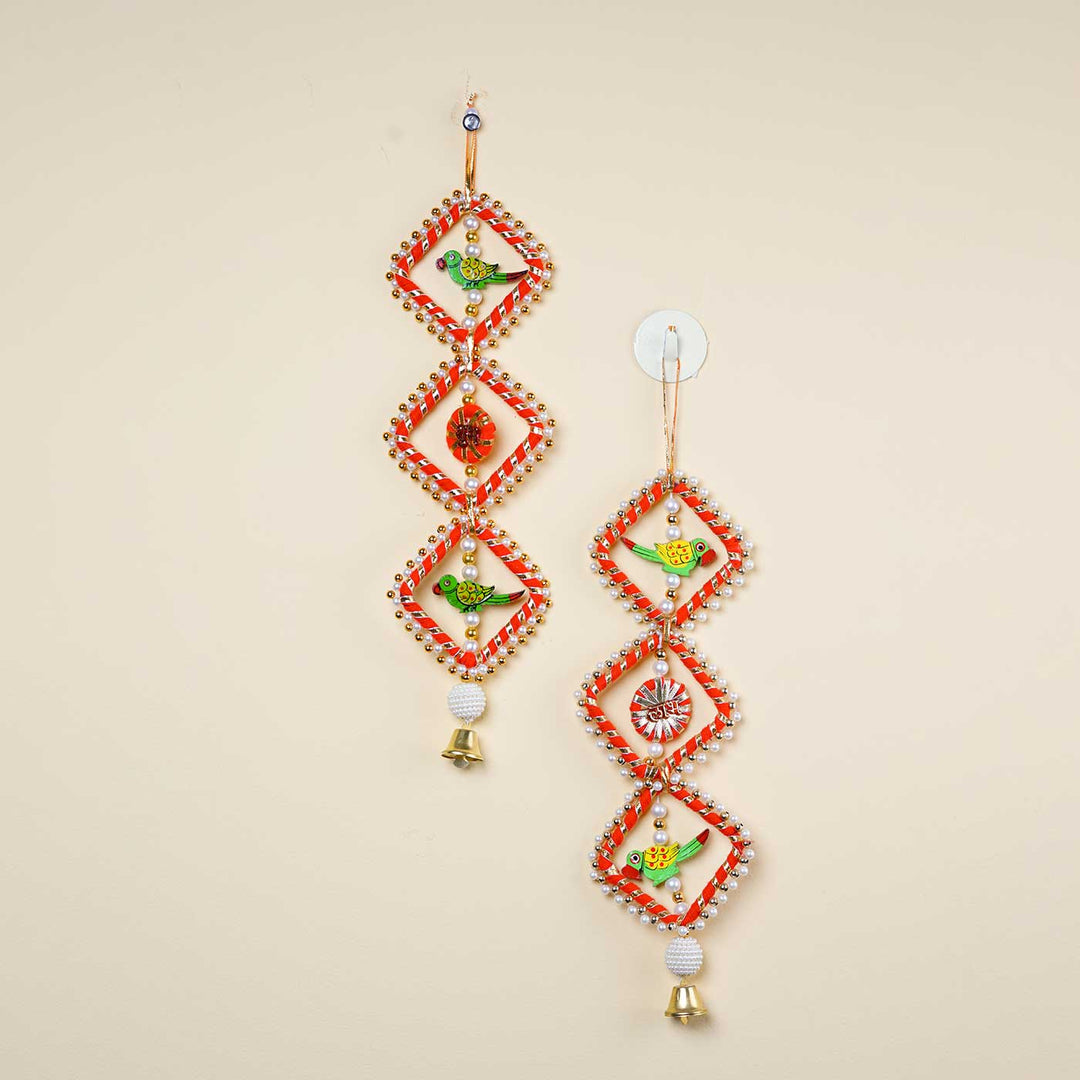 Layered Parrot Festive Wall Hangings I Set of 2